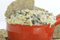 Creamy White Bean, Kale and Artichoke Dip with Quinoa Flatbread