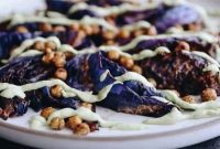 Golden Roasted Cabbage Steaks with Creamy Herb Drizzle and Chickpeas