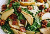 Caramelized Pear and Arugula Salad with Candied Walnuts