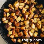 A serving of crispy roasted potatoes.