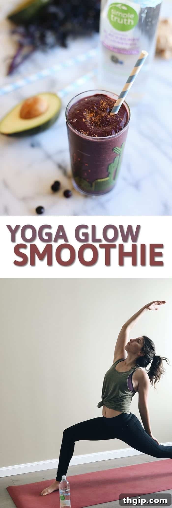 Flow State Smoothie 3 A vibrant green Yoga Glow Smoothie with a straw, ready for a healthy and energizing start to your day.