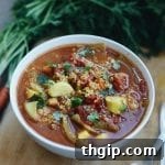 A bowl of Moroccan Chickpea and Couscous Soup