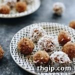 A close-up of a delicious Mango Almond Energy Ball recipe.