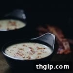 Creamy Cauliflower Soup with Crispy Bacon recipe card image