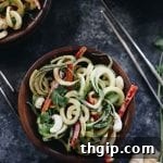Delicious Thai Zucchini Noodle Salad in a bowl