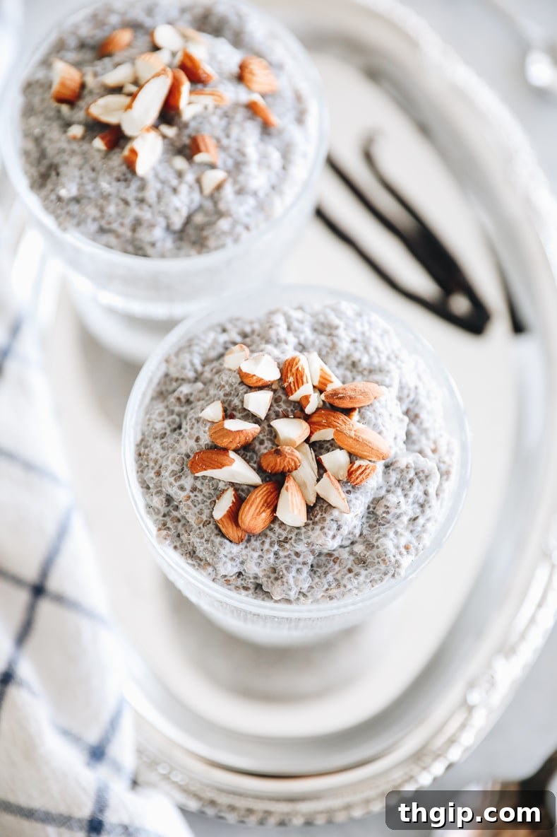 Vanilla Dream Chia Pudding 7 A beautifully topped vanilla chia pudding in a glass jar, ready to be enjoyed.