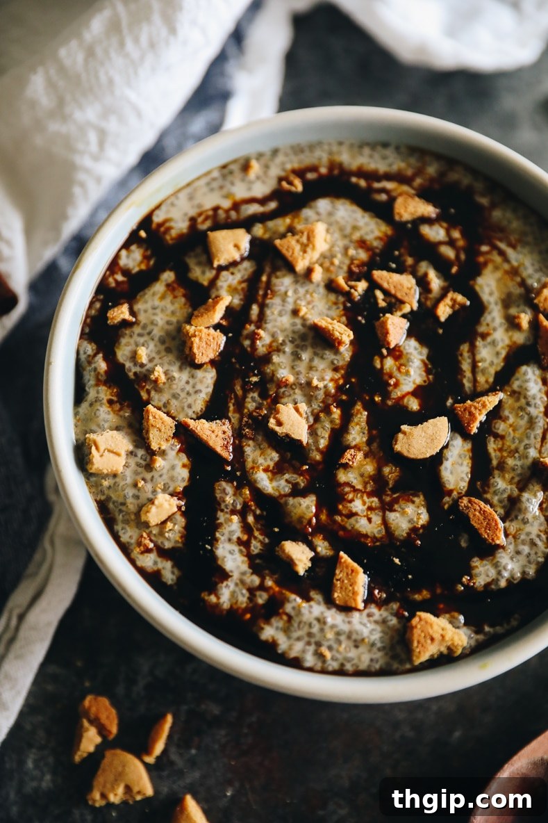 Spiced Gingerbread Chia Pudding 5 A final shot of the prepared Gingerbread Chia Pudding, topped with festive spices and a gingerbread cookie crumb.