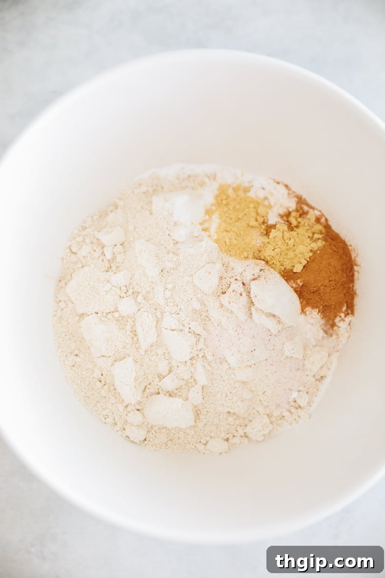 Dry ingredients for Morning Glory Muffins mixed in a bowl.