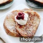 A healthy French toast recipe for your next breakfast or brunch get-together, topped with fresh fruit.