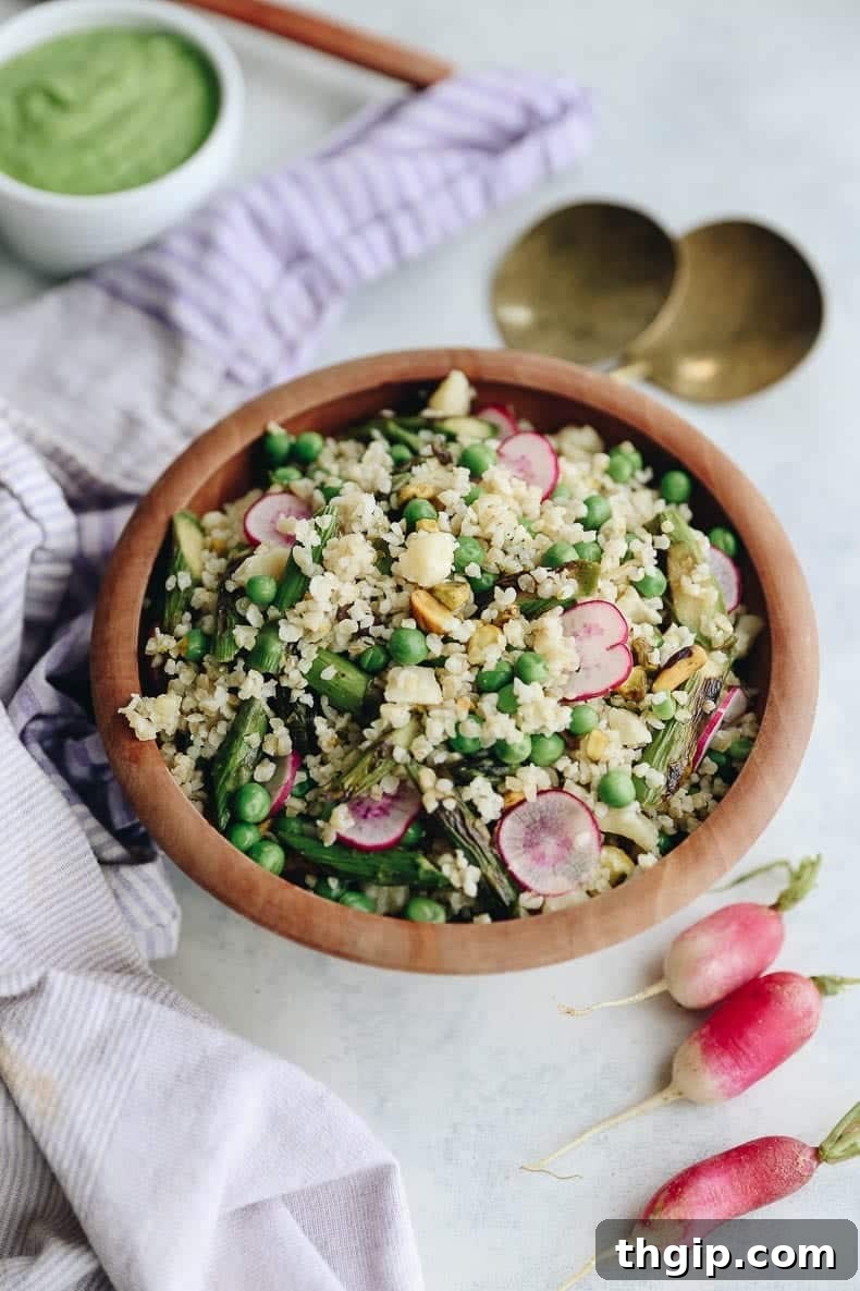 Vibrant Spring Evenings: 15 Healthy Meals 2 Celebrate the arrival of spring with this Spring Bulgur Wheat Salad with Avocado Herb Dressing. This bulgur salad is simple to make and full of delicious ingredients made from the spring harvest. #bulgurwheat #springsalad
