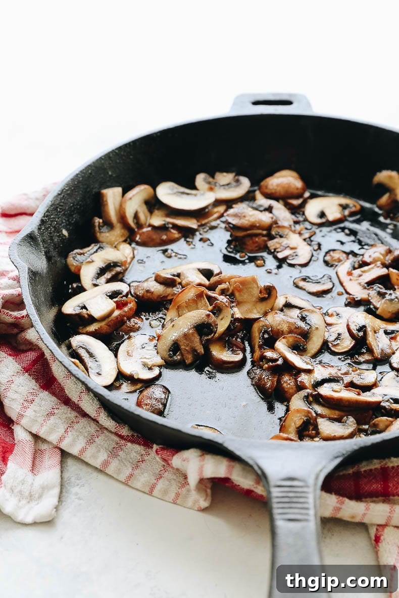 Sauteed teriyaki mushrooms to make these healthy and delicious mushroom teriyaki tacos with pineapple salsa