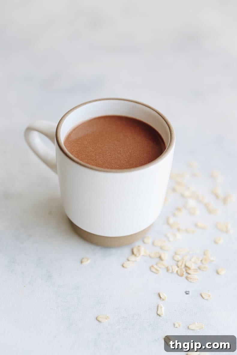 This Mocha Oat Milk Latte is a creamy and sweet oat milk beverage to kickstart your day #oatmilk 