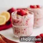 Lemon Raspberry Chia Pudding for a healthy breakfast or snack with refreshing raspberry and a lemon zest, a perfect vegan and gluten-free option.
