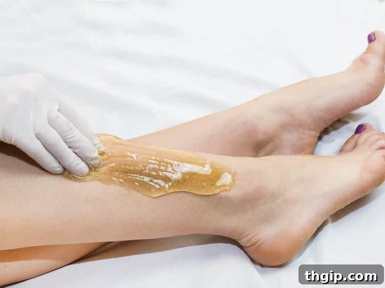 Sugaring Hair Removal in progress