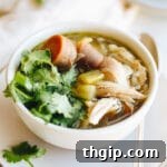 A small image thumbnail of the finished turkey carcass soup.