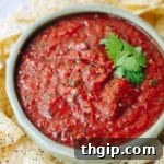 Restaurant Style Salsa in a bowl with chips