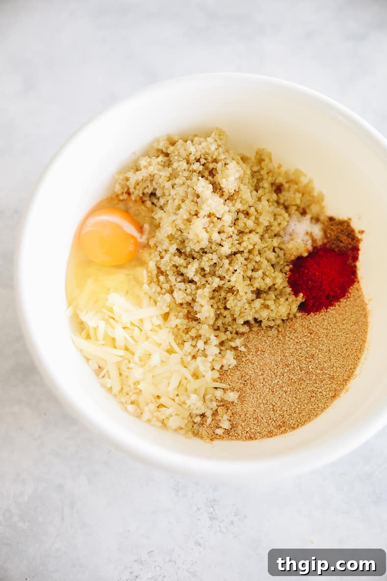 Wholesome Quinoa Veggie Burgers 5 Mixing all the quinoa burger ingredients in a large bowl.