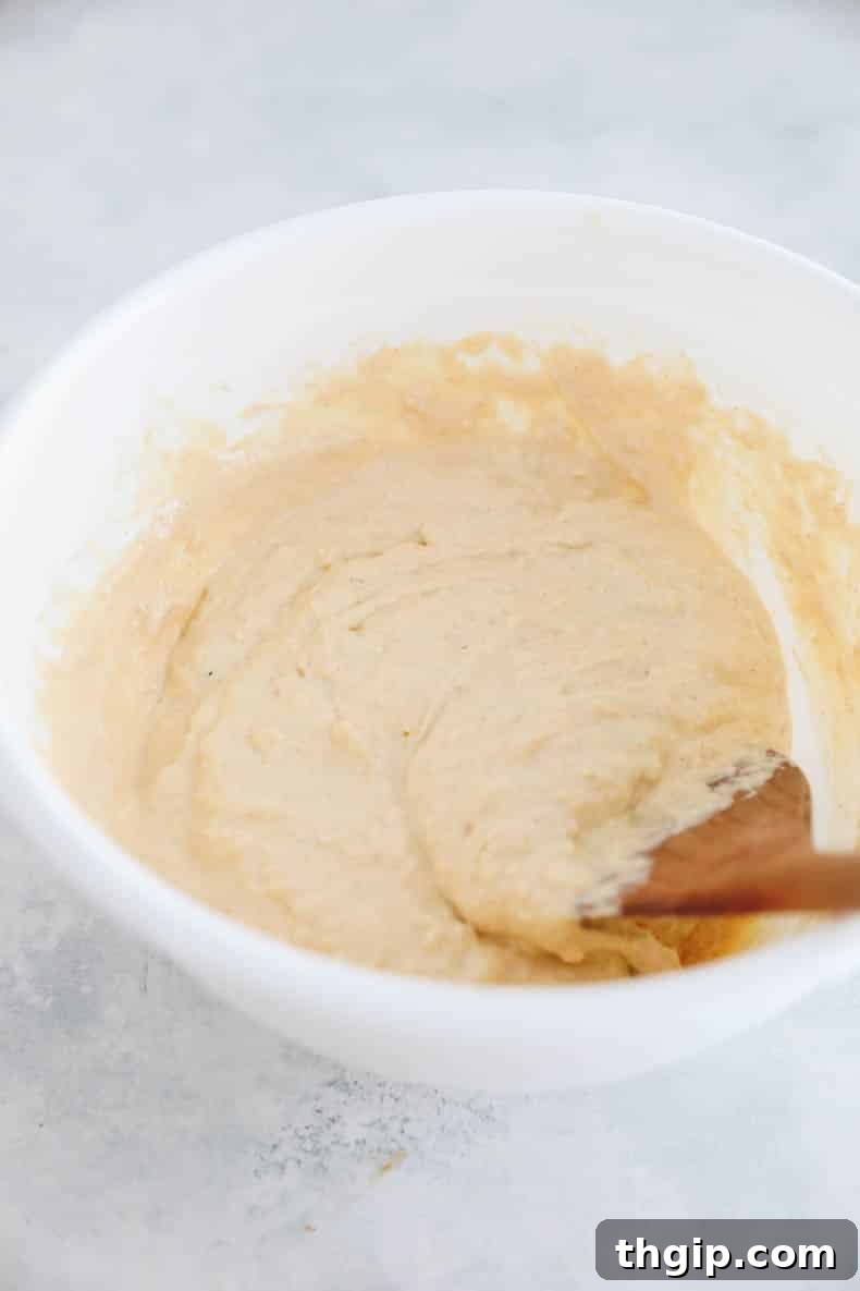 Protein Power Waffles 4 protein waffle batter in a bowl.