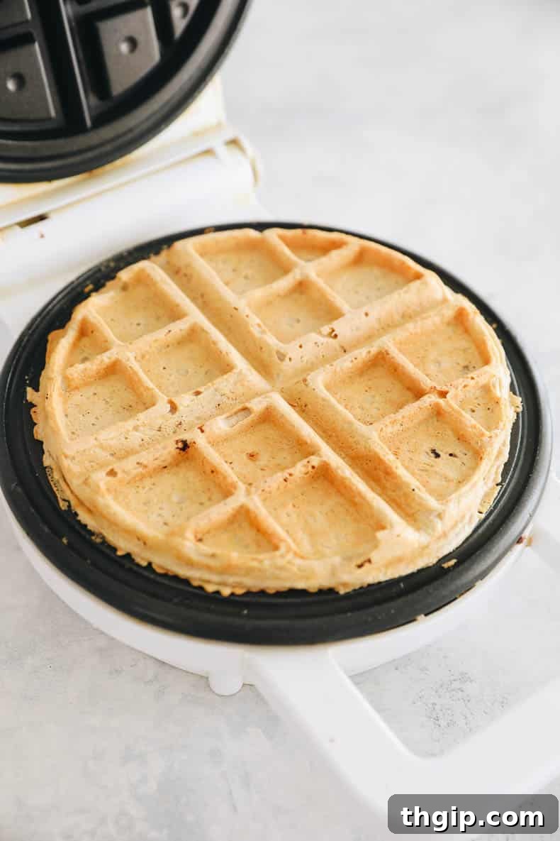 Protein Power Waffles 5 protein waffles in a waffle iron