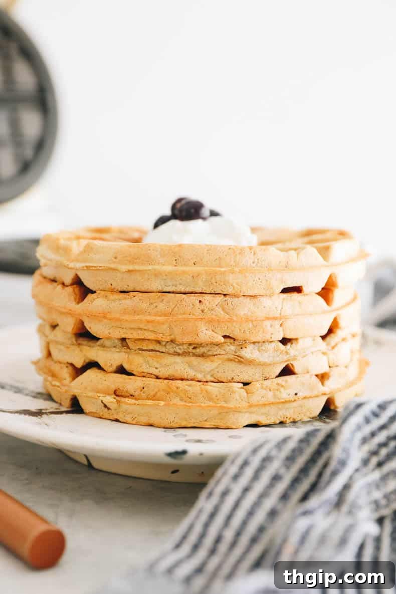 Protein Power Waffles 6 close-up stack of protein waffles