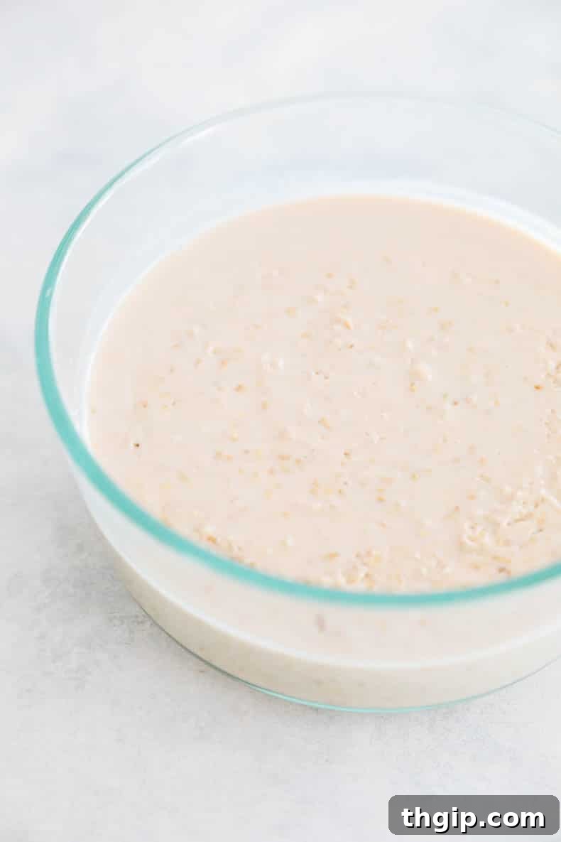 overnight steel cut oats in a pyrex container for storage.