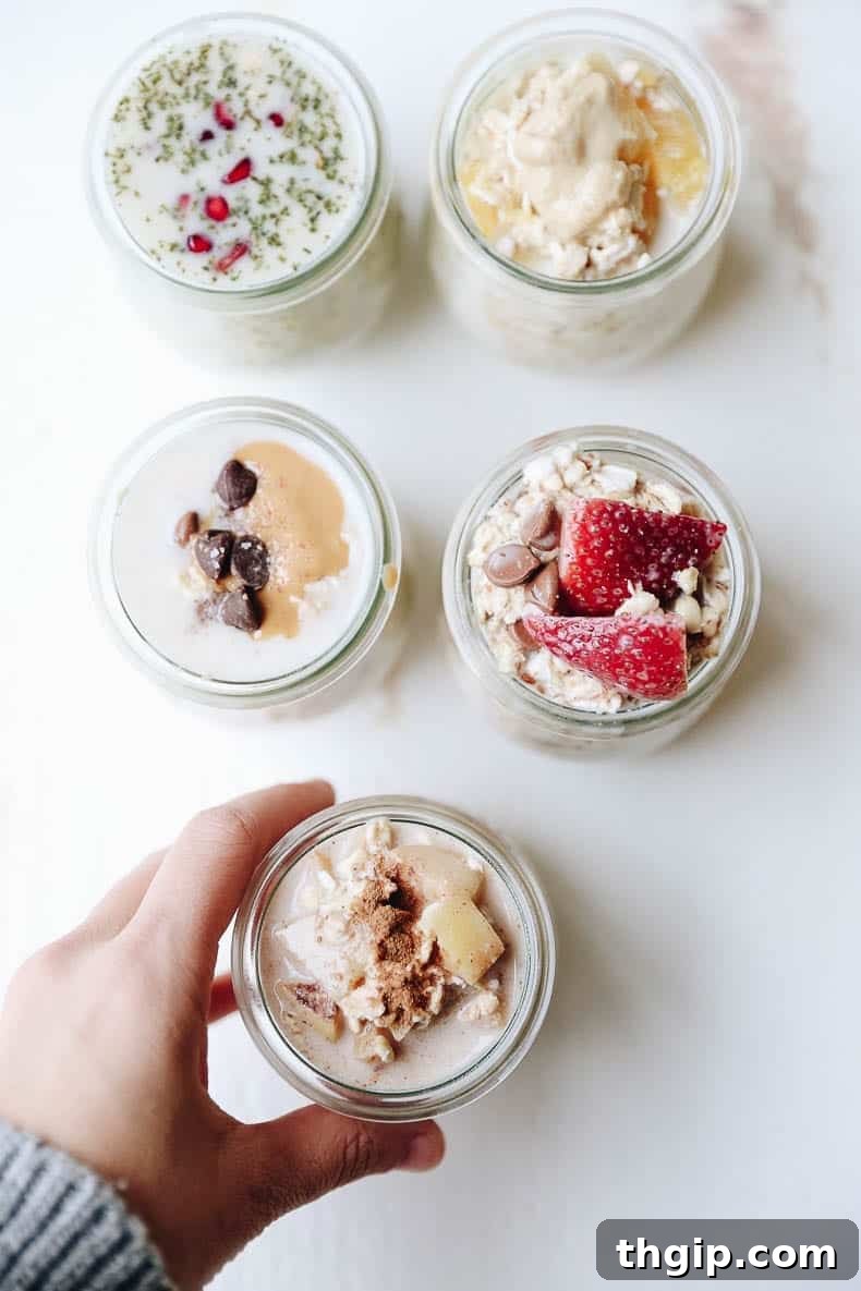 30 Creative Breakfasts Your Kids Will Love 6 A delightful image showcasing healthy overnight oat jars, a quick and simple breakfast solution.