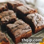 Pumpkin brownies on a wire rack, ready to be served.
