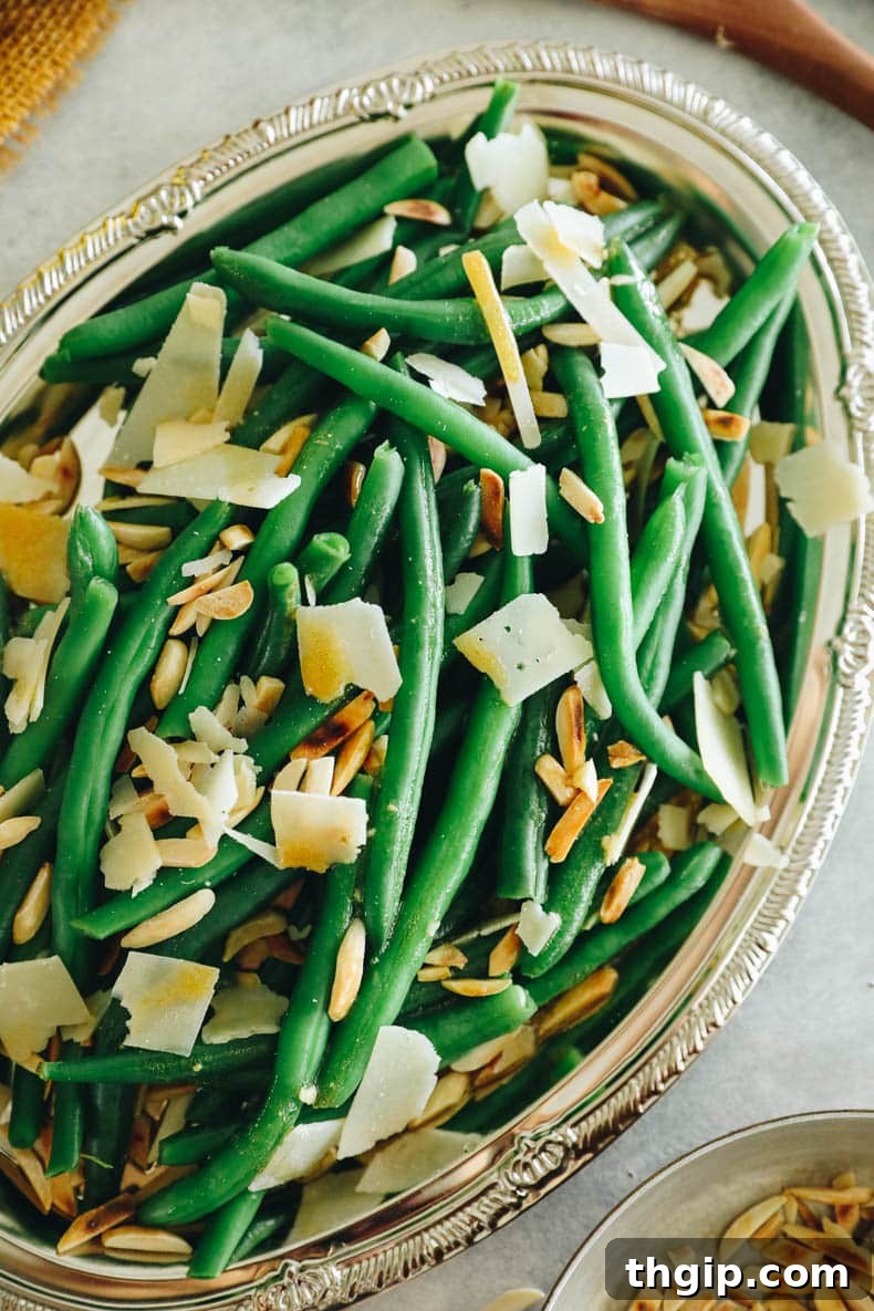 Vibrant Bean Delight 7 overhead image of green bean salad on a platter.