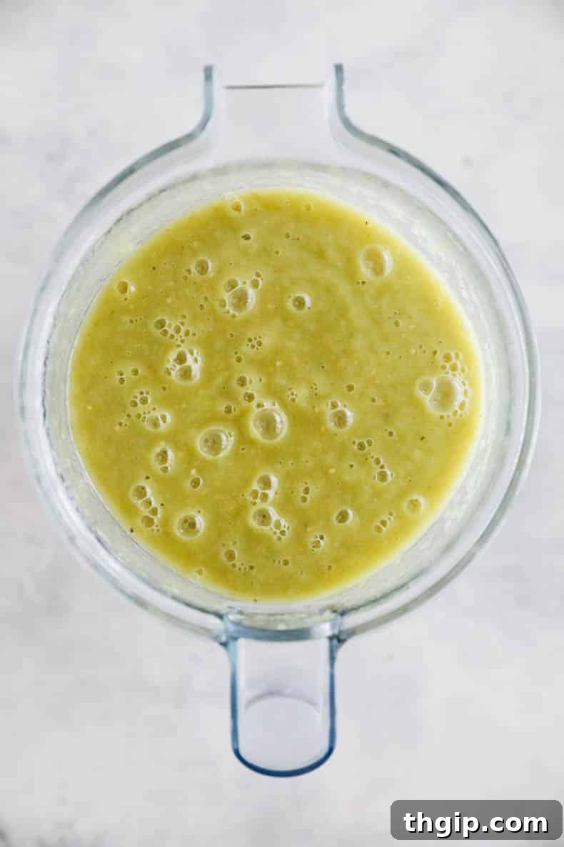 Zesty Green Enchilada Sauce 6 green enchilada sauce in the blender.