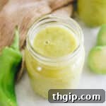 green enchilada sauce in a mason jar.