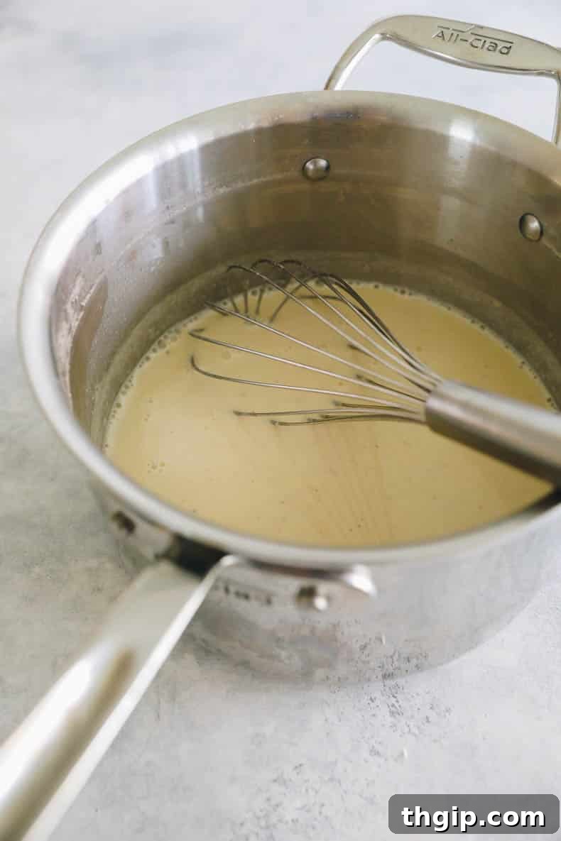 Wholesome Mac & Cheese 5 A rich and creamy homemade cheese sauce, infused with spices and healthy bean blend, ready for the pasta.
