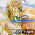 marinated chicken thighs in ziploc bags for easy meal prep.