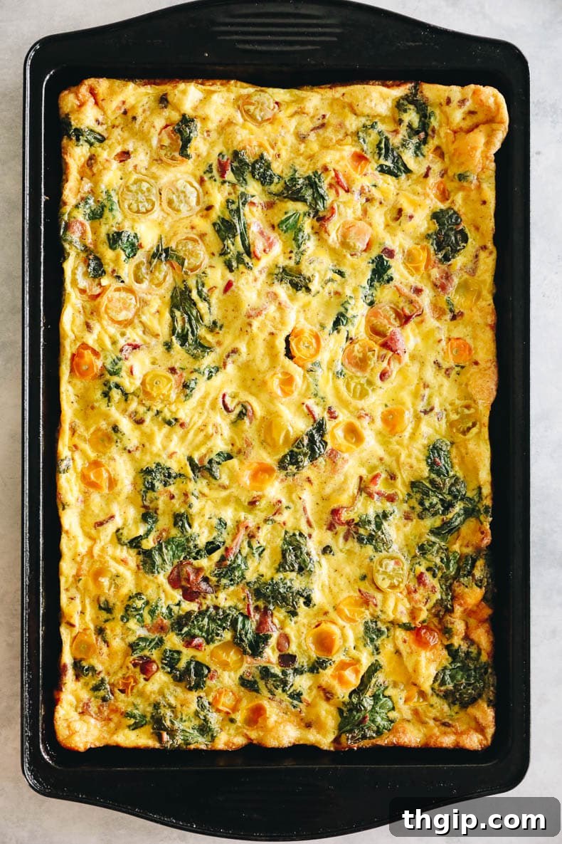 Egg mixture poured onto a sheet pan before baking.