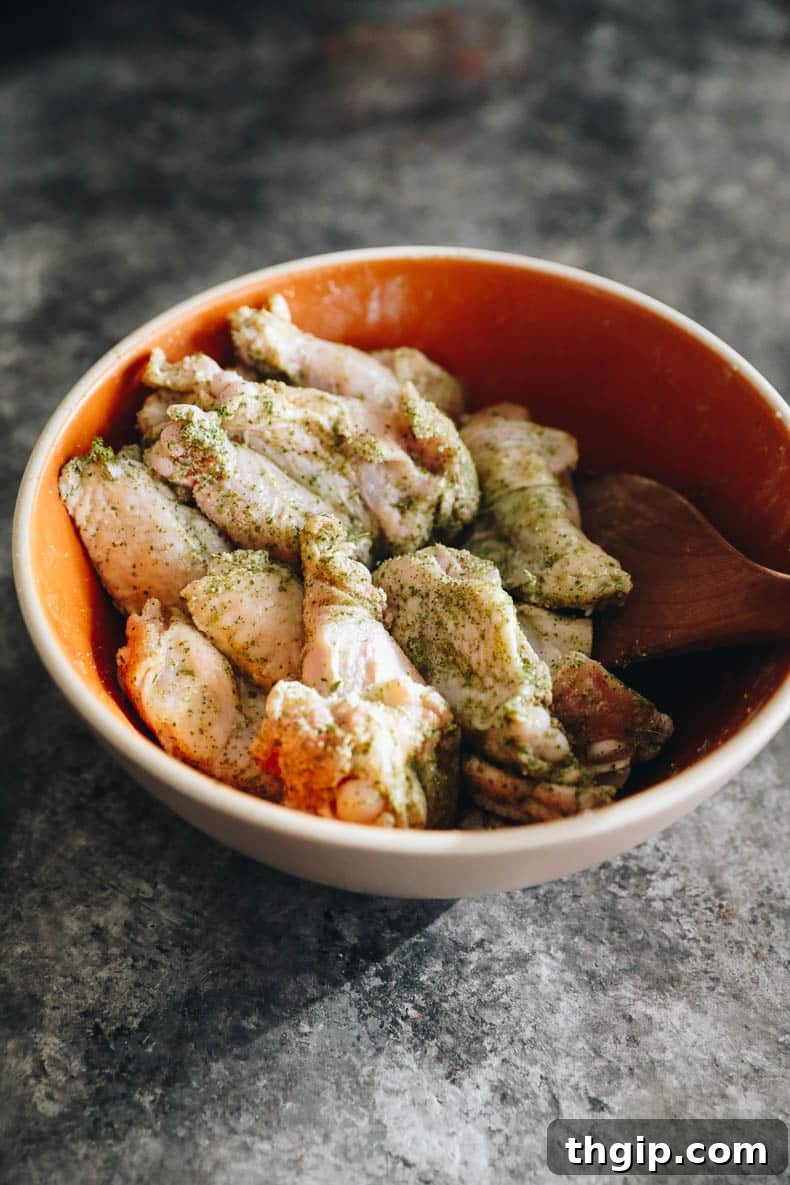chicken wings coated in ground kaffir lime 