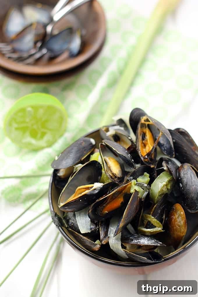 Ingredients for Thai Curry Mussels laid out for preparation
