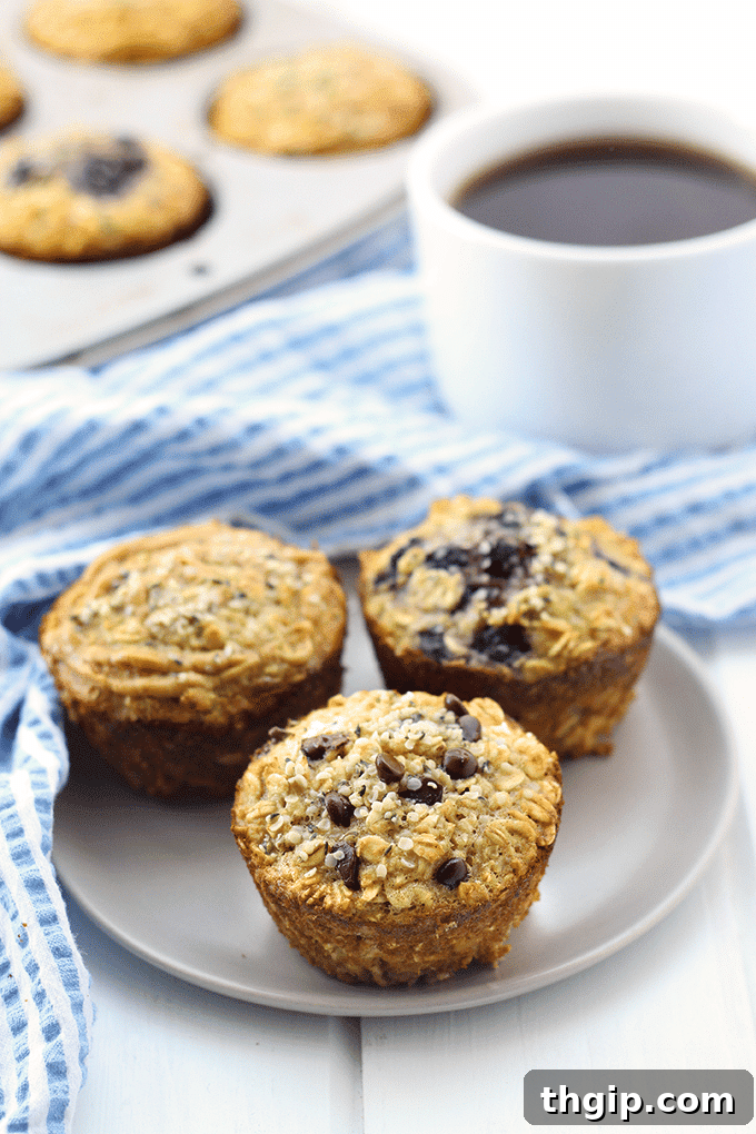 High-Protein Oatmeal Bites 4 Stacked protein-packed oatmeal cups with berries, showcasing a healthy breakfast.