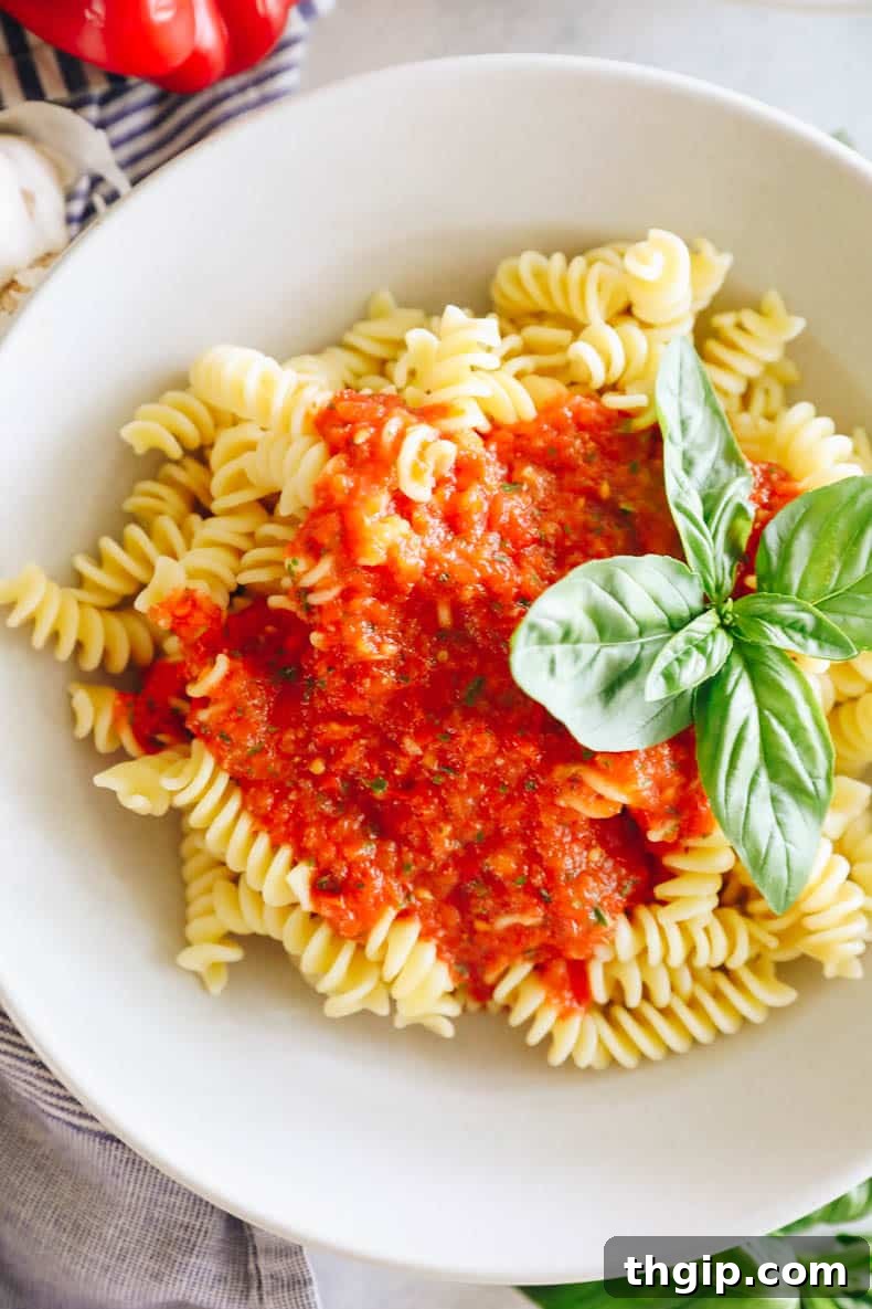Flame-Kissed Red Pepper Spread 4 roasted red pepper sauce over fusilli
