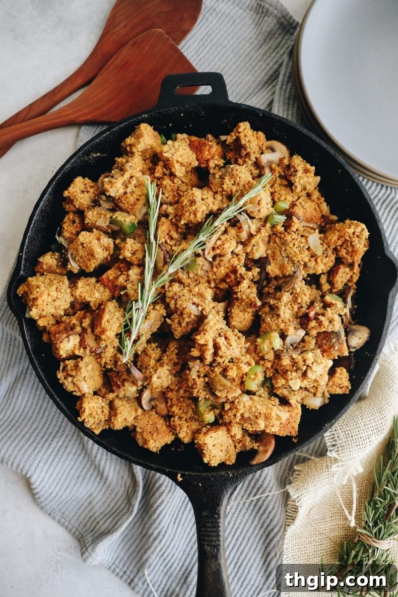 cornbread stuffing on a plate