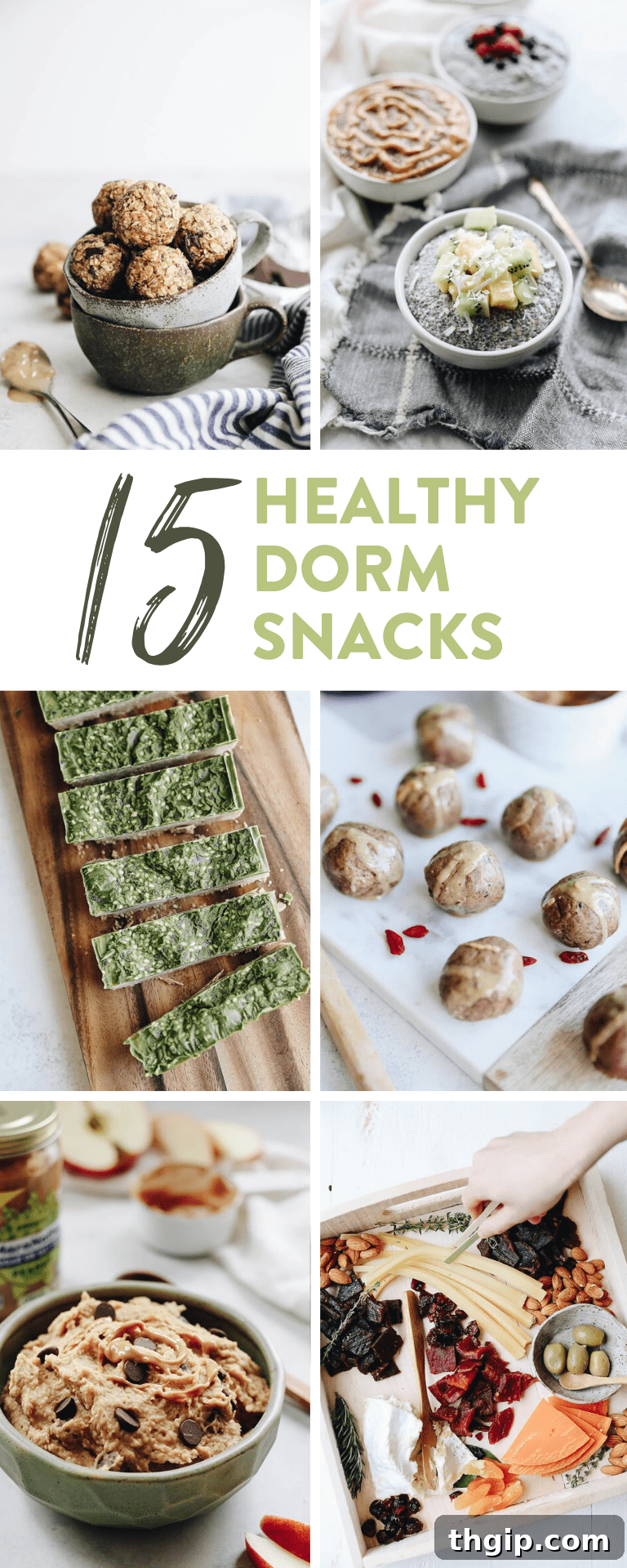 Quick & Clean Dorm Snacks: Kitchen-Free, Wallet-Friendly 2 A vibrant assortment of healthy dorm room snacks including nut butter stuffed dates, avocado rice cakes, and celery with nut butter, perfect for college students.