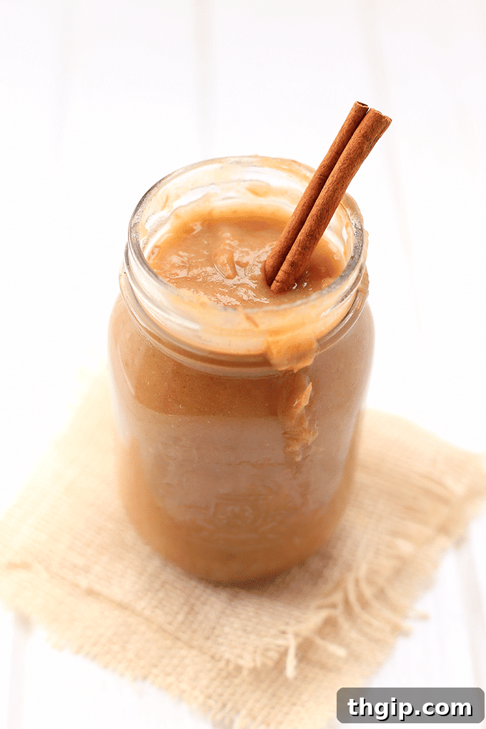 Close-up of slow cooker applesauce