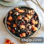Butternut Squash and Wild Rice Pilaf in a serving bowl