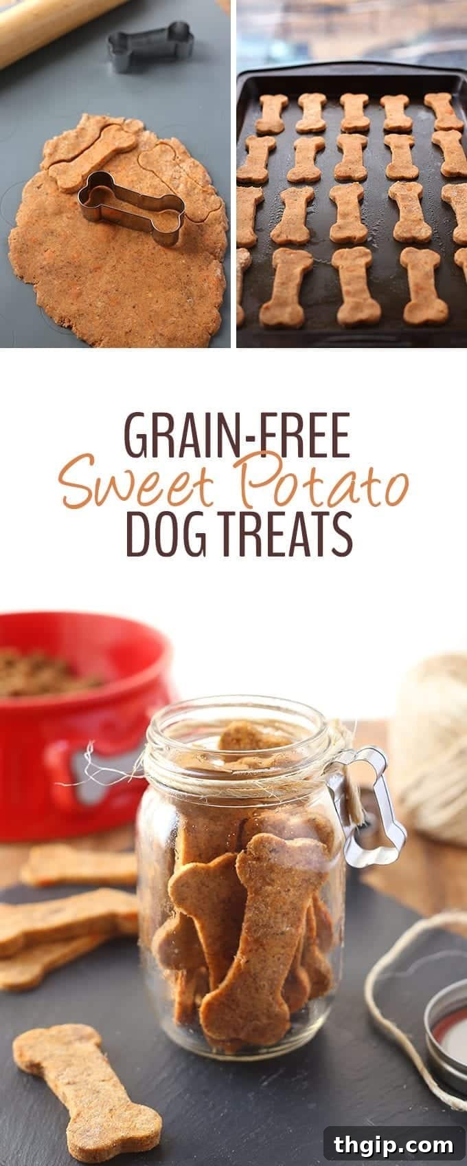 A beautifully arranged stack of freshly baked grain-free sweet potato dog treats